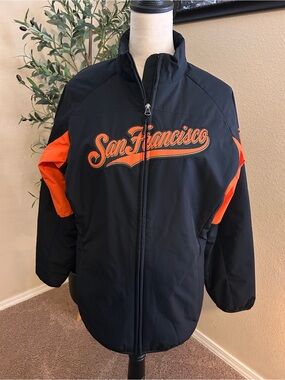 Majestic Authentic MLB San Francisco Women’s Puffer Jacket Black/Orange NWOT